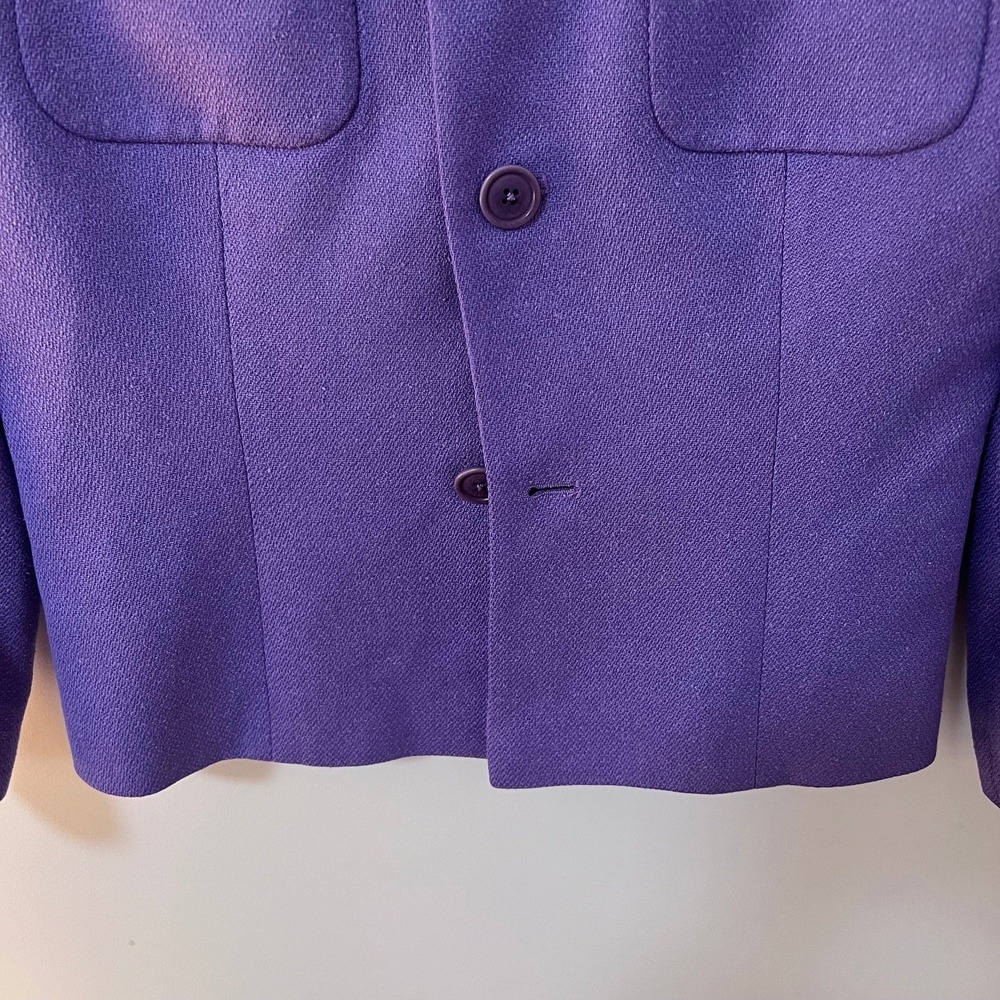 Ralph Lauren Collection Classics Women's Purple Collarless Button Front Jacket - Picture 5 of 14